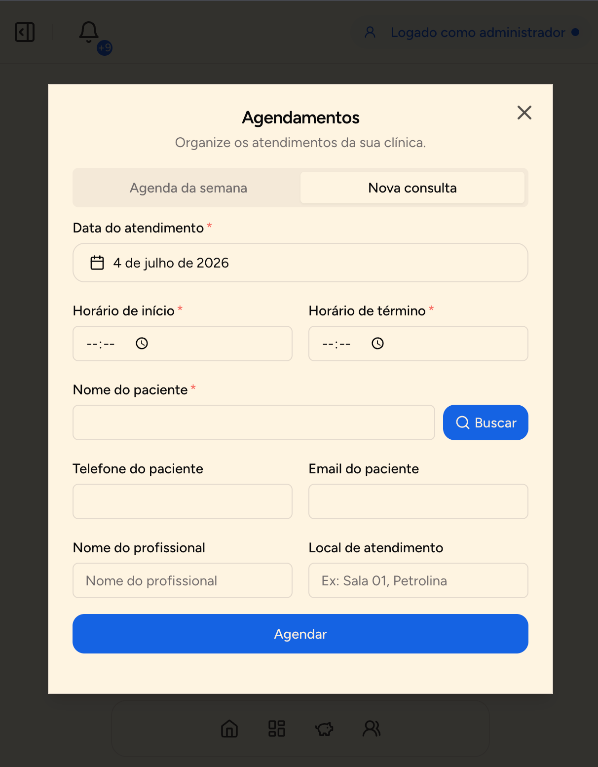 Agendamento de consulta no IM Clinic